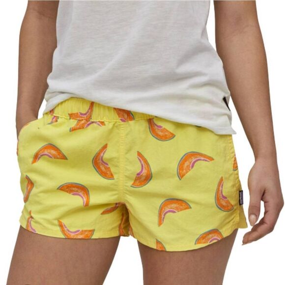 Patagonia Barely Baggies 2 1/2" Shorts Womens Small Yeolow Cantaloupe Nylon - Picture 1 of 9